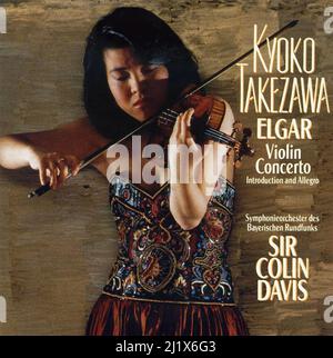 CD album cover. 'Violin Concero and Introduction and Allegro'. Edward Elgar. Kyoko Takezawa. Sir Colin Davis. Stock Photo