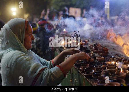 Pakistani devotees attend the three-days 434th annual Urs 'Festival of lights' at the shrine of Muslim Sufi saint Shah Hussain, popularly known as Madho Lal Hussain in Lahore. The annual 3 days festival was held at Madhu Lal's shrine on his 434th birth anniversary. Mela Charaghan has its own importance in Lahore's history, as it has been a biggest festival of Lahore in some times.The festival was started with the seasonal Baisakhi festival in old times. Foolproof security arrangements have been made for the devotees. The last day of the Urs is reserved for women. (Photo by Rana Sajid Hussain / Stock Photo