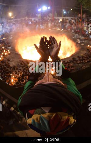 Pakistani devotees attend the three-days 434th annual Urs 'Festival of lights' at the shrine of Muslim Sufi saint Shah Hussain, popularly known as Madho Lal Hussain in Lahore. The annual 3 days festival was held at Madhu Lal's shrine on his 434th birth anniversary. Mela Charaghan has its own importance in Lahore's history, as it has been a biggest festival of Lahore in some times.The festival was started with the seasonal Baisakhi festival in old times. Foolproof security arrangements have been made for the devotees. The last day of the Urs is reserved for women. (Photo by Rana Sajid Hussain / Stock Photo