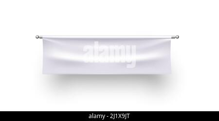 Horizontal canvas banner. Realistic white blank template Stock Vector