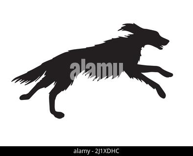 Vector black hunting setter dog silhouette isolated on white background Stock Vector
