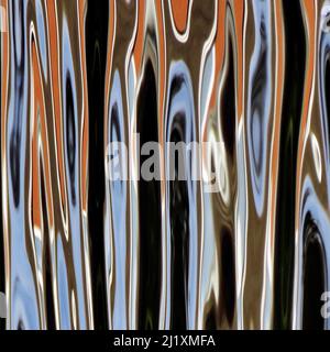 British waterway abstract photograph showing reflected pattern, texture, shape, and movement, with a colour pallette showing in light forms of mirrore Stock Photo