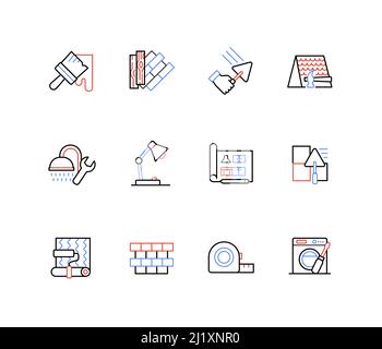 Home repair and construction - line design style icons Stock Vector