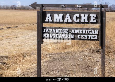 The Granada War Relocation Center, known to the internees as Camp Amache, was a Japanese American concentration camp located in southeast Colorado, so Stock Photo