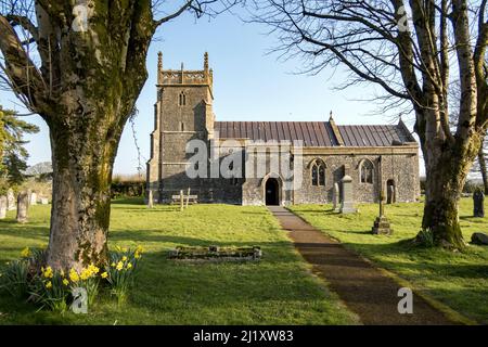 UK, England, Somerset, Mendip Hills. Church of St Lawrence in the village of Priddy. Stock Photo