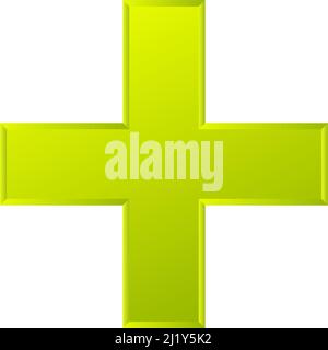 3d bevel cross as healthcare, first-aid, emergency response and as aid as a general symbol. Ambulance, paramedic, hospital and clinic symbol, icon - s Stock Vector