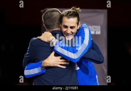 Belgrade, Serbia, 20th March 2022. Gianmarco Tamberi of Italy during the World Athletics Indoor Championships Belgrade 2022 - Press Conference in Belgrade, Serbia. March 20, 2022. Credit: Nikola Krstic/Alamy Stock Photo