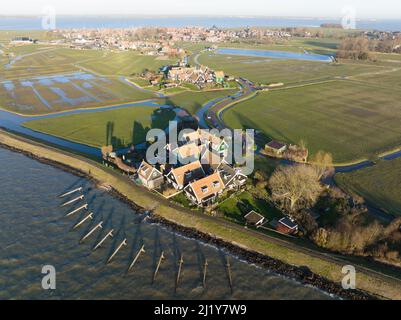 Typical dutch touristic attraction old historic picturesque fishing village on the penisula of Marken, The Netherlands. Europe near Amsterdam and Stock Photo