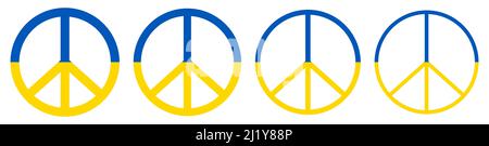 Set of Ukraine peace symbols. Vector illustration isolated on white background Stock Vector