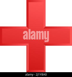 3d bevel cross as healthcare, first-aid, emergency response and as aid as a general symbol. Ambulance, paramedic, hospital and clinic symbol, icon - s Stock Vector