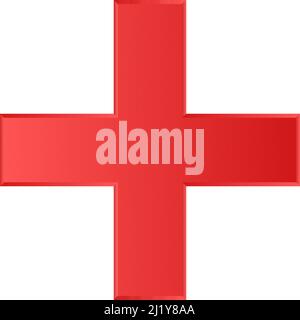 3d bevel cross as healthcare, first-aid, emergency response and as aid as a general symbol. Ambulance, paramedic, hospital and clinic symbol, icon - s Stock Vector