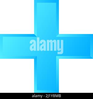 3d bevel cross as healthcare, first-aid, emergency response and as aid as a general symbol. Ambulance, paramedic, hospital and clinic symbol, icon - s Stock Vector