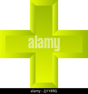 3d bevel cross as healthcare, first-aid, emergency response and as aid as a general symbol. Ambulance, paramedic, hospital and clinic symbol, icon - s Stock Vector