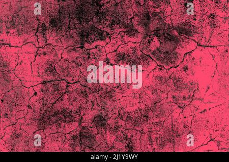 Distressed old abandoned pink color concrete wall with heavy grunge texture and cracks Stock Photo