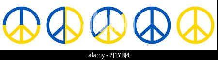 Ukraine peace symbols set. Stay with Ukraine. Vector illustration isolated on white background Stock Vector