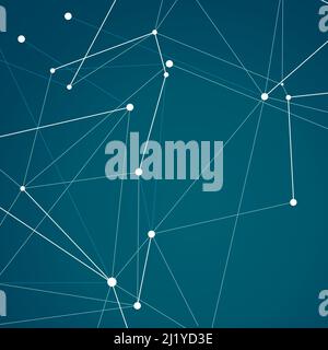 Abstract molecules technology structure with polygonal shapes on dark blue background Stock Vector