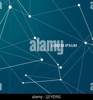 Abstract molecules technology structure with polygonal shapes on dark blue background Stock Vector