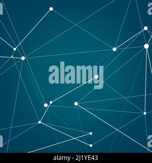 Abstract molecules technology structure with polygonal shapes on dark blue background Stock Vector
