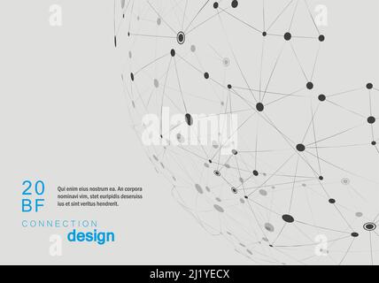 Network abstract vector background with connected shapes Stock Vector