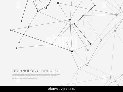 Connected abstract pattern with dots on overlapping lines. Vector technology background Stock Vector