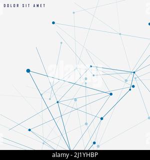 Connected abstract pattern with dots on overlapping lines. Vector technology background Stock Vector