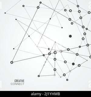 Vector connecting dots and lines, network geometric design with abstract background Stock Vector