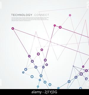 Network background with connecting points and circles Stock Vector