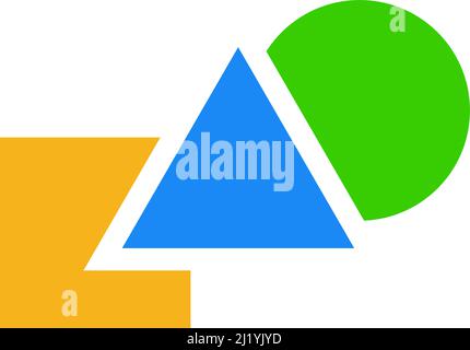 Geometric icon, logo shape with overlapping circle, square and triangle. Construction, building, structure and assembly symbol icon - stock vector ill Stock Vector