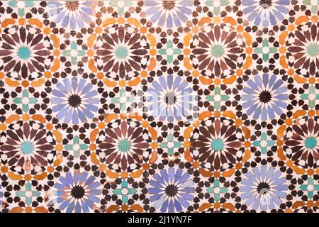 Details in Saadiens Tombs in Marrakech City in Morocco Stock Photo