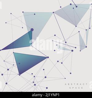 Abstract polygonal technology background with blue connecting dots and lines Stock Vector