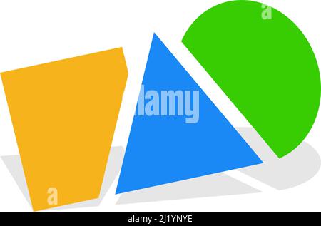 Geometric icon, logo shape with overlapping circle, square and triangle. Construction, building, structure and assembly symbol icon - stock vector ill Stock Vector