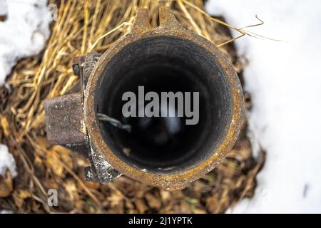 View into an Old Tubing Construction Stock Photo