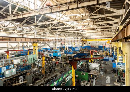 Ufa, Russia. October 9, 2021: The interior of an old manufacturing ...