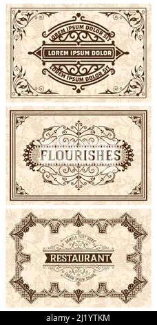 Set of 3 vintage labels for packing Stock Vector