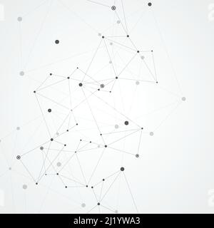 Connected abstract pattern with dots on overlapping lines. Vector technology background Stock Vector