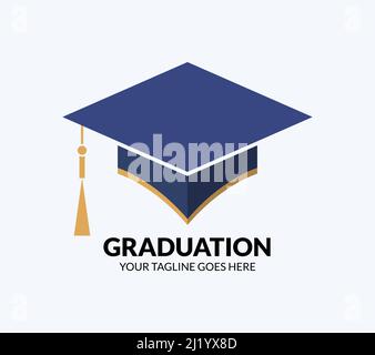 Graduation cap illustration. Education vector design. Minimalist graduation logo design for brand identity. Stock Vector