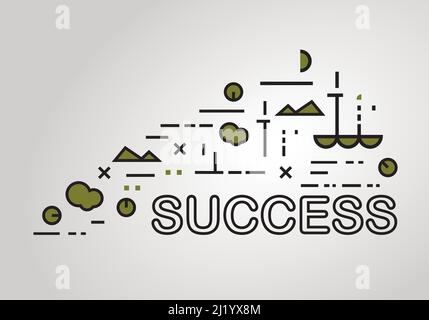 Success. Flat icons on white background and partnership concept Stock Vector