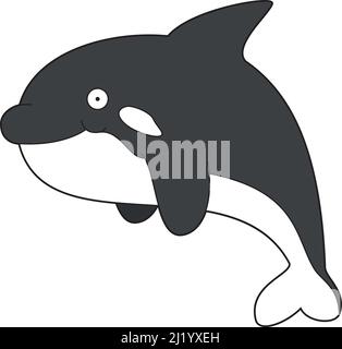 Cute cartoon vector illustration of a killer whale Stock Vector