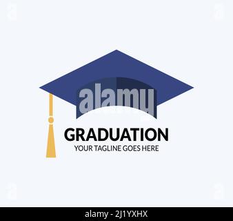 Graduation cap illustration. Education vector design. Minimalist graduation logo design for brand identity. Stock Vector