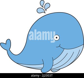 Cute cartoon whale character. Vector illustration. Cute whale Stock ...