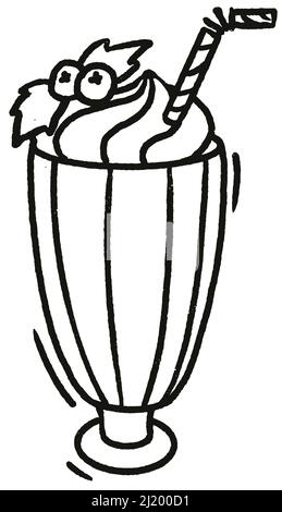 Milk cocktail straw in tall glass hand drawn doodle icon illustration Vector  Stock Vector