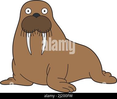 Cute cartoon vector illustration of a walrus Stock Vector