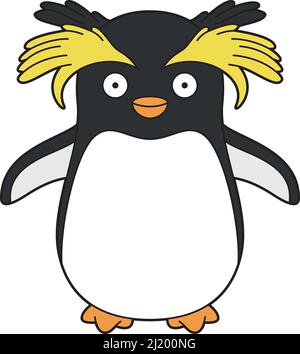 Cute cartoon vector illustration of a rockhopper penguin Stock Vector