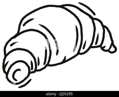 Croissant sketch hand drawn icon. Menu cafe label. Vector illustration Stock Vector