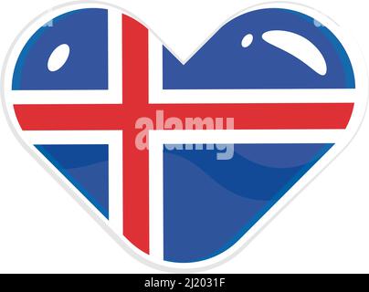 Isolated heart shape with the flag of Iceland Vector Stock Vector