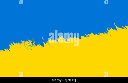 Ukrainian flag. Brush stroke in the colors of the ukrainian flag. Grunge background. Vector illustration. Abstract blue and yellow background Stock Vector