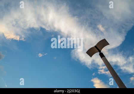 Looking up the beautiful sky with clouds in Dadaocheng Pier Plaza at Taipei, Taiwan Stock Photo