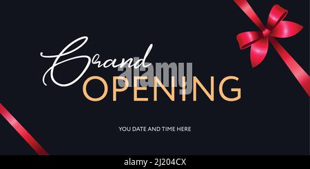 Elegant lettering on dark blue backdrop with red ribbon with bow Stock Vector