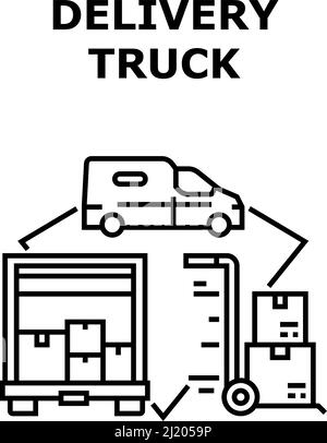 Delivery Truck Vector Concept Black Illustration Stock Vector