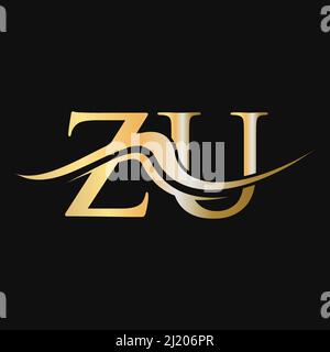Letter ZU Logo Design. Initial ZU Logotype Template For Business And Company Logo Stock Vector